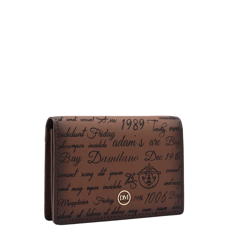 Da Milano Con 4 Slots Leather Card Case - Cognac  | Best Price UAE